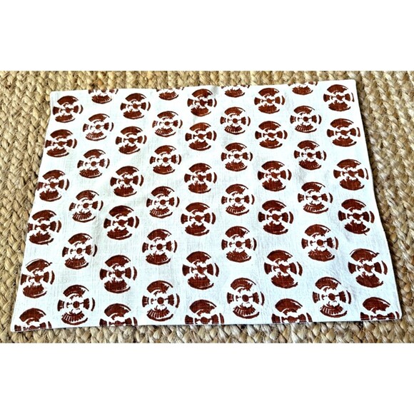 NEW John Robshaw Textiles Cotton Placemat 19" x 14" Brown Block Print - Picture 4 of 6